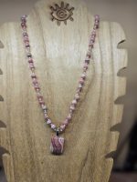 Square Rhodochrosite pendant necklace
