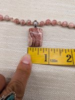Square Rhodochrosite pendant necklace - Image 3