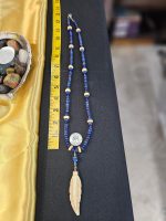 2 Tribal Bohemian Necklace carved bone Rudraksha seed info - Image 3