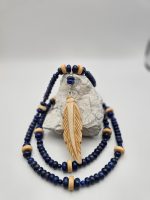 2 Tribal Bohemian Necklace carved bone Rudraksha seed info - Image 4