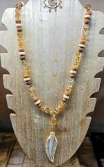 2 Tribal Bohemian Necklace carved bone Rudraksha seed info - Image 2