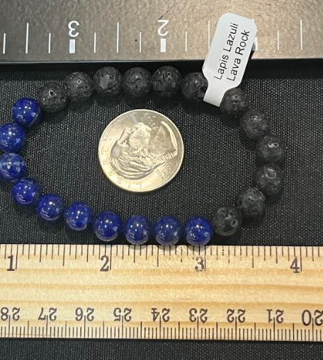 Lava Rock with Lapis Lazuli bracelet. Lava Rock with Lapis Lazuli bracelet - Image 1