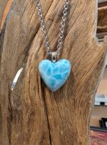 Stainless steel necklace with Larimar pendant