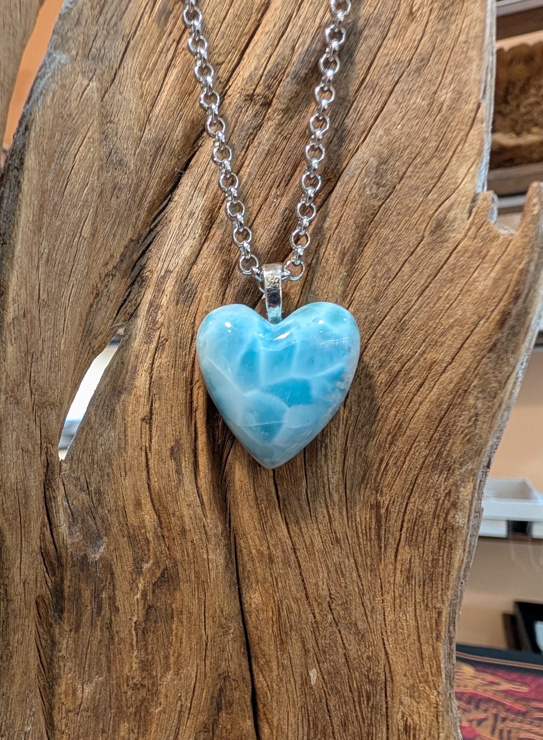 PXL_20260319_182910495 Stainless steel necklace with Larimar pendant - Image 1