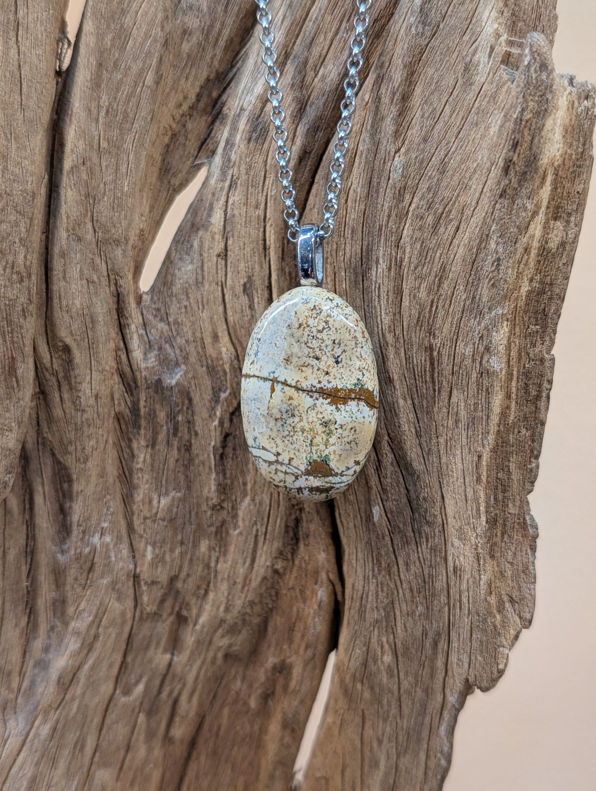 22190-scaled-1.jpg Jasper Pendant s.s. chain medium in 18" length - Image 1