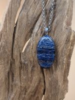 Sodalite pendant on s.s. large link chain 21" length