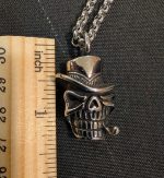 Skull top hat character stainless steel chain necklace - Image 3
