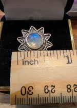 Silver sun moonstone ring - Image 4